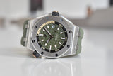 Audemars Piguet Royal Oak Offshore Diver Green Dial Green Rubber Strap Watch for Men - 15720ST.OO.A052CA.01