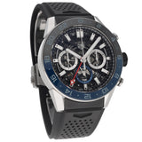 Tag Heuer Carrera Automatic Chronograph Steel & Ceramic Black Dial Black Rubber Strap Watch for Men - CBG2A1Z.FT6157