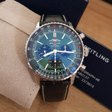 Breitling Navitimer B01 Chronograph 46 Green Dial Black Leather Strap Watch for Men - AB0137241L1P1