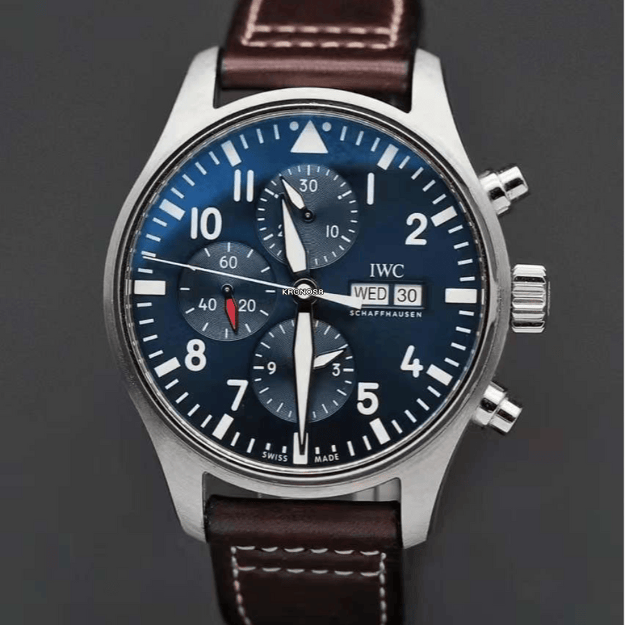 IWC Pilot’s Watch Chronograph Edition “Le Petit Prince” Blue Dial Brown Leather Strap Watch for Men - IW377714