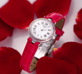 Tissot Bellissima Small Lady Crystals Mother of Pearl Dial Red Leather Strap Watch For Women - T126.010.66.113.00