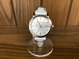 Burberry The City Silver Dial White Leather Strap Watch for Women - BU9019