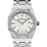 Audemars Piguet Royal Oak Quartz Diamonds White Dial Silver Steel Strap Watch for Women - 67651ST.ZZ.1261ST.01