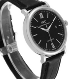 IWC Portofino Automatic Black Dial Black Leather Strap Watch for Men - IW356502