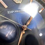 Emporio Armani Renato Analog Blue Dial Black Leather Strap Watch For Men - AR2506