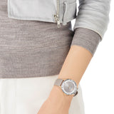 Swarovski Octea Nova Grey Dial Grey Leather Strap Watch for Women - 5295326