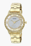 Guess Analog Diamonds Silver Dial Gold Steel Strap Watch For Women - W1013l2