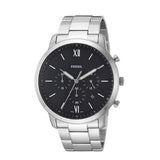 Fossil Neutra Chronograph Black Dial Silver Steel Strap Watch for Men - FS5384