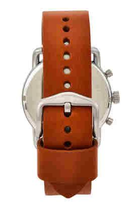 Fossil The Commuter Blue Dial Brown Leather Strap Watch for Men - FS5401
