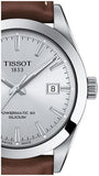 Tissot Gentleman Powermatic 80 Silicium Silver Dial Brown Leather Strap Watch For Men - T127.407.16.031.00