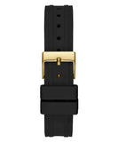 Guess Cosmo Diamonds Gold Dial Black Rubber Strap Watch for Women - GW0034L1