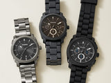 Fossil Machine Chronograph Black Dial Grey Steel Strap Watch for Men - FS4662