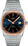 Tissot PRX Powermatic 80 Automatic 18K Gold Blue Dial Silver Steel Strap Watch for Men - T931.407.41.041.00