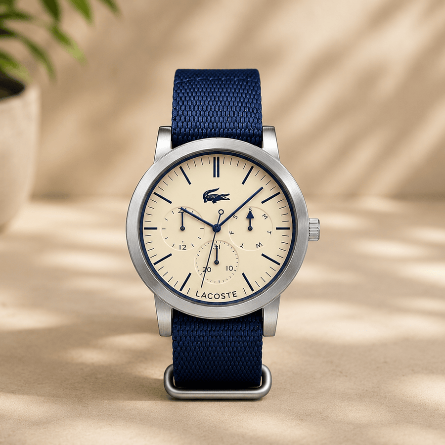 Lacoste Metro White Dial Blue Textile Strap Watch for Men - 2010875