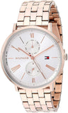 Tommy Hilfiger Jenna Quartz White Dial Rose Gold Steel Strap Watch for Women - 1782070