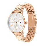 Tommy Hilfiger Jenna Quartz White Dial Rose Gold Steel Strap Watch for Women - 1782070