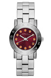 Marc Jacobs Amy Red Dial Silver Stainless Steel Strap Watch for Women - MBM3335