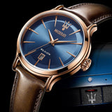 Maserati Epoca Blue Dial Brown Leather Strap Watch For Men - R8851118001