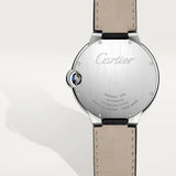 Cartier Ballon Bleu de Cartier Silver Dial Black Leather Strap Watch for Men - WSBB0026