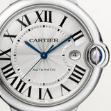 Cartier Ballon Bleu de Cartier Silver Dial Black Leather Strap Watch for Men - WSBB0026