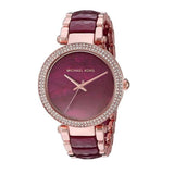 Michael Kors Parker Maroon Dial Two Tone Steel Strap Watch for Women - MK6412