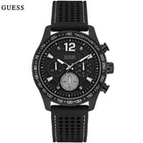 Guess Fleet Chronograph Black Dial Black Rubber Strap Watch for Men - W0971G1