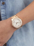 Guess Dazzler Diamonds Silver Dial Rose Gold Steel Strap Watch for Women - W0335L3