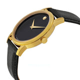 Movado Museum Black Dial Black Leather Strap Watch For Men - 2100005