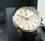 Tag Heuer Carrera Chronograph White Dial Brown Leather Strap Watch for Men - CBN2013.FC6483