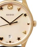 Gucci G-Timeless Mother of Pearl Dial Black Leather Strap Watch For Women - YA1264044