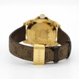 Gucci Dive Doraemon Brown Dial Brown Leather Strap Watch For Men - YA136334