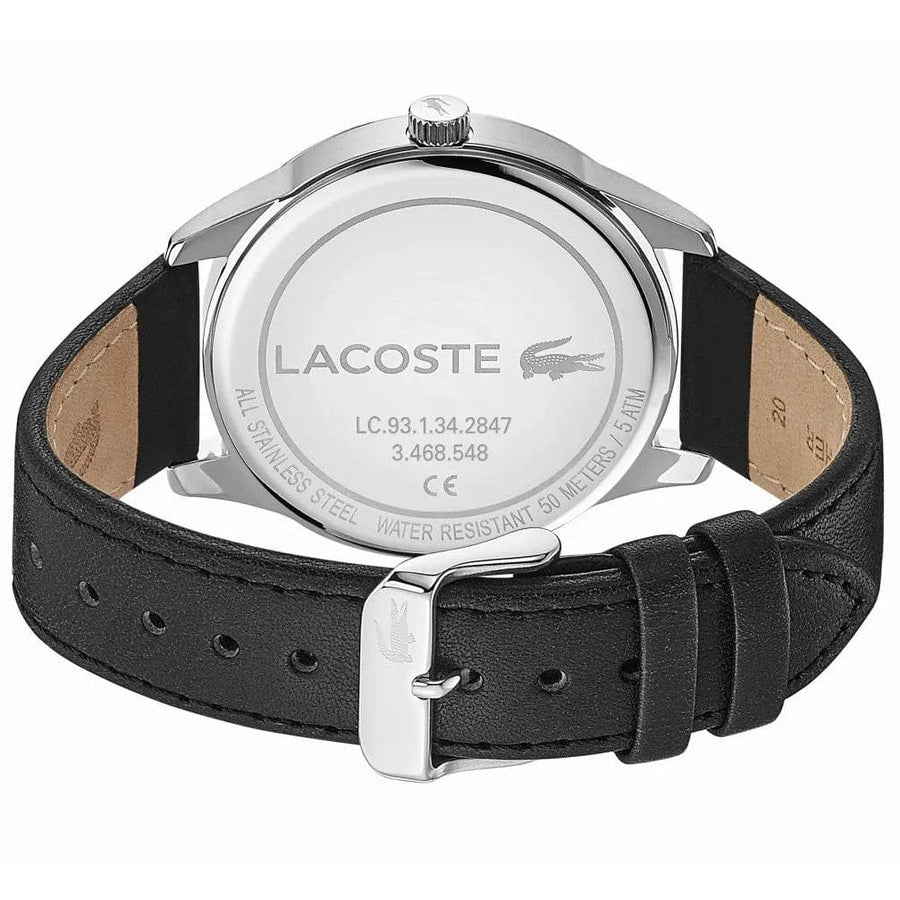 Lacoste Vienna Black Dial Black Leather Strap Watch for Men - 2011047