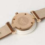 Emporio Armani Gianni T Bar Quartz Mother of Pearl White Dial Brown Leather Strap Watch For Women - AR11040