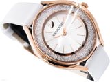 Swarovski Crystalline Aura Silver Dial White Leather Strap Watch for Women - 5519453