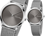 Calvin Klein Minimal Grey Dial Silver Mesh Bracelet Watch for Women - K3M221Y3