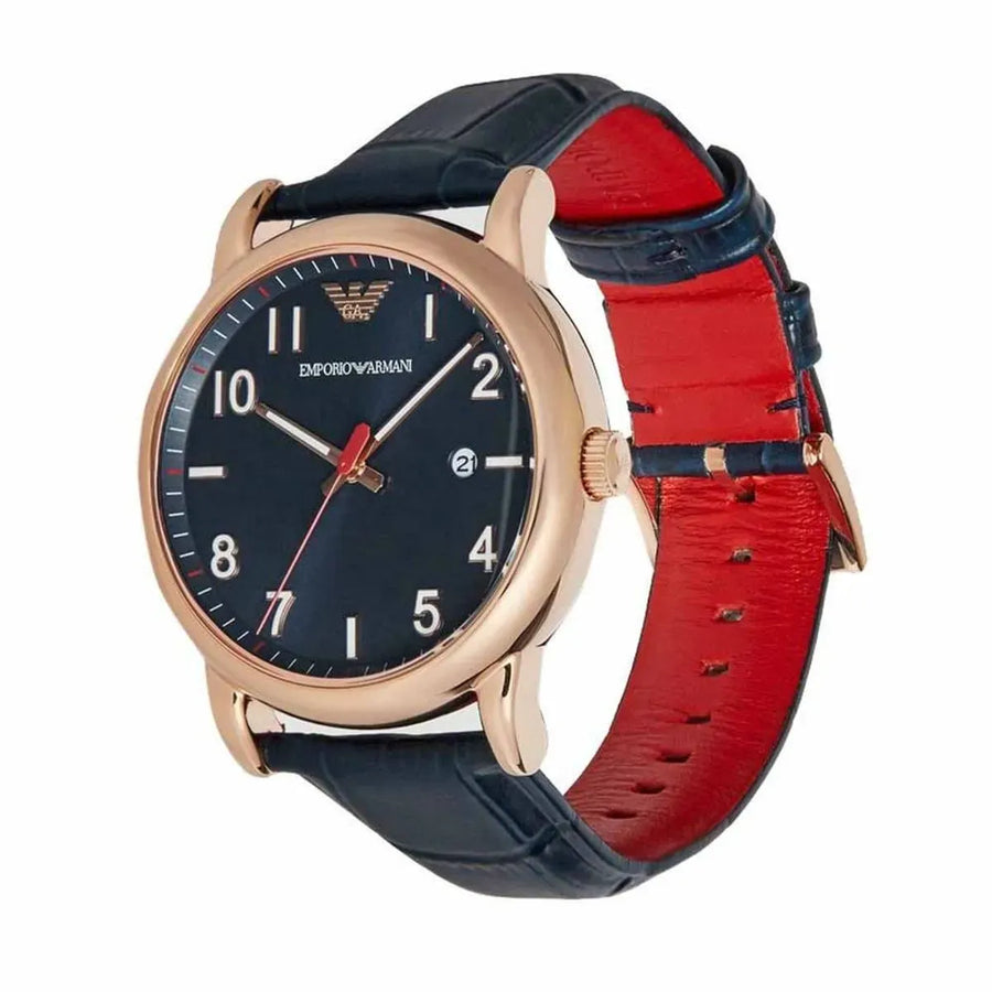 Emporio Armani Luigi Blue Dial Blue Leather Strap Watch for Men - AR11135