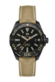 Tag Heuer Aquaracer 300 Calibre 5 Automatic Black Dial Brown Fabric Strap Watch for Men - WAY208C.FC6383