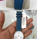 Fossil Cecile White Dial Blue Leather Strap Watch for Women - AM4531