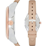 Emporio Armani Valeria Quartz White Dial Beige Leather Strap Watch For Women - AR11031