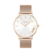 Coach Perry White Rose Gold Mesh Bracelet Watch for Women - 14503126