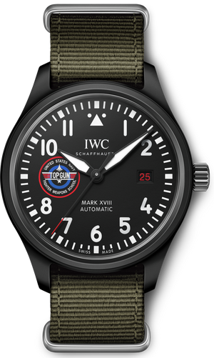 IWC Pilot’s Watch Mark XVIII Top Gun Edition “SFTI” Black Dial Green Nylon Strap Watch for Men - IW324712