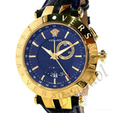 Versace Race GMT Blue Dial Blue Leather Strap Watch For Men - 29G70D282