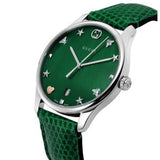 Gucci G-Timeless Mother of Pearl Green Dial Green Leather Strap Watch For Women - YA1264042