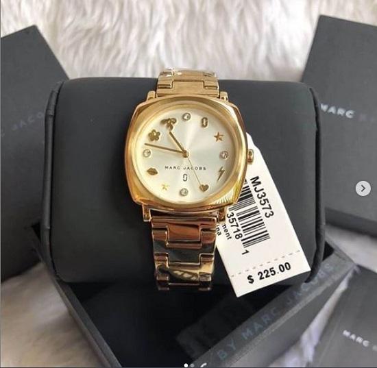 Marc Jacobs Mandy White Dial Gold Steel Strap Watch for Women - MJ3573