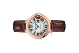 Cartier Ballon Bleu De Cartier Silver Dial Brown Leather Strap Watch for Women - W6920097