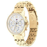 Tommy Hilfiger Harper Chronograph White Dial Gold Steel Strap Watch For Women - 1782223