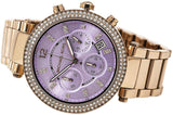 Michael Kors Parker Purple Dial Rose Gold Steel Strap Watch for Women - MK6169