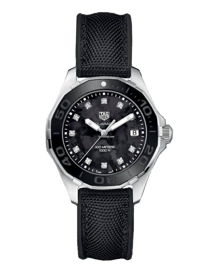 Tag Heuer Aquaracer Quartz Mother of Pearl Black Dial Black NATO Strap Watch for Women - WAY131M.FT6092
