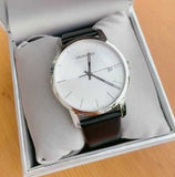 Calvin Klein City White Dial Black Leather Strap Watch for Men - K2G2G1CD