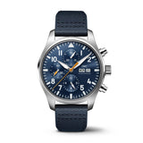 IWC Pilot's Automatic Chronograph 43mm Blue Dial Blue Calfskin Strap Watch for Men - IW377729